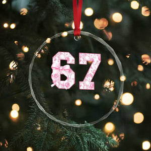 Six Seven Coquette Girl Crystal Glass Ornament Funny 67 Meme Gen Alpha Slang Pink Floral Bow Aesthetic TS10 Print Your Wear