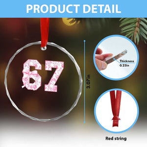Six Seven Coquette Girl Crystal Glass Ornament Funny 67 Meme Gen Alpha Slang Pink Floral Bow Aesthetic TS10 Print Your Wear