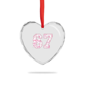 Six Seven Coquette Girl Heart Crystal Glass Ornament Funny 67 Meme Gen Alpha Slang Pink Floral Bow Aesthetic TS10 Print Your Wear