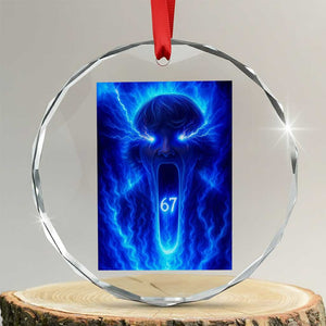 Six Seven Energy Overload Graphic Crystal Glass Ornament 67 Mason Kid Analog Horror Meme TS02 Transparent Glass 3'' Circle Print Your Wear