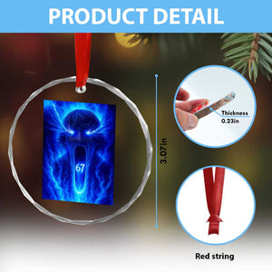 Six Seven Energy Overload Graphic Crystal Glass Ornament 67 Mason Kid Analog Horror Meme TS02 Print Your Wear