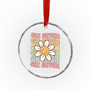 Six Seven Flower Power Crystal Glass Ornament Viral 67 Meme with Retro Daisy TS02 Print Your Wear
