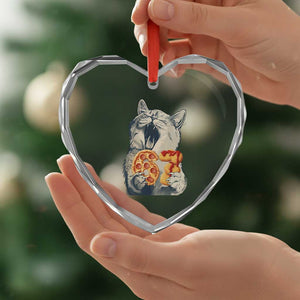Six Seven Meme Cat 67 Pizza Nugget Heart Crystal Glass Ornament Funny Gen Alpha 67 Trend Gift TS12 Print Your Wear