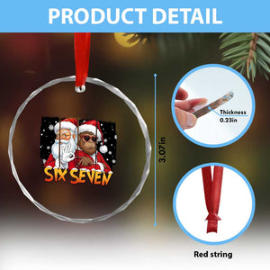 Six Seven Meme Santa Bigfoot Crystal Glass Ornament 67 Viral Gen Alpha Slang Christmas Gift TS12 Print Your Wear