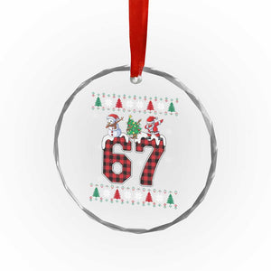 Six Seven Meme Snowman Santa Dab Crystal Glass Ornament Funny Christmas Ugly Sweater Gift TS12 Print Your Wear