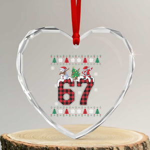 Six Seven Meme Snowman Santa Dab Heart Crystal Glass Ornament Funny Christmas Ugly Sweater Gift TS12 Transparent Glass 3'' Heart Print Your Wear