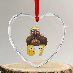 Six Seven Meme Turkey Heart Crystal Glass Ornament Trending Gen Alpha Thanksgiving Gift TS12 Transparent Glass 3'' Heart Print Your Wear
