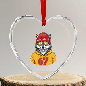 Six Seven Meme Wolf Football Fan Heart Crystal Glass Ornament Gen Alpha Slang Gift TS12 Transparent Glass 3'' Heart Print Your Wear