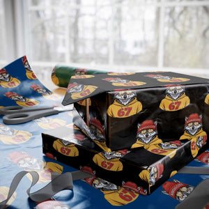 Six Seven Meme Wolf Football Fan Wrapping Paper Roll Gen Alpha Slang Gift TS12 Black Print Your Wear
