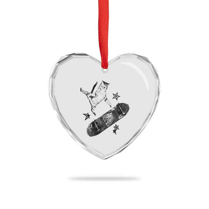 Skateboard Cat Y2K Heart Crystal Glass Ornament Rockstar Gf Aesthetic Cat Retro Grunge Skater TS10 Print Your Wear