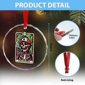 Skeleton 420 The Stoner Crystal Glass Ornament Retro Tarot Card Weed Lover Cannabis Trippy Vibes TS02 Print Your Wear