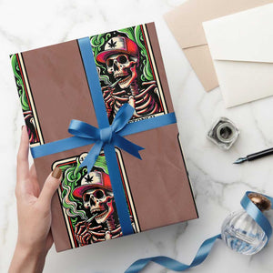 Skeleton 420 The Stoner Wrapping Paper Roll Retro Tarot Card Weed Lover Cannabis Trippy Vibes TS02 Mocha Print Your Wear