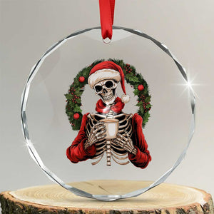 Skeleton Christmas Crystal Glass Ornament Dead Inside But Caffeinated Coffee Lover Xmas Vibe TS02 Transparent Glass 3'' Circle Print Your Wear