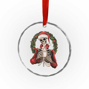 Skeleton Christmas Crystal Glass Ornament Dead Inside But Caffeinated Coffee Lover Xmas Vibe TS02 Print Your Wear