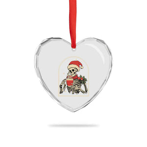Skeleton Christmas Heart Crystal Glass Ornament Dead Inside But Caffeinated Coffee Addict Xmas Vibe TS02 Print Your Wear