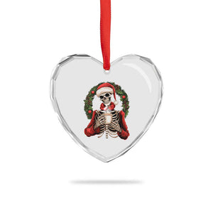 Skeleton Christmas Heart Crystal Glass Ornament Dead Inside But Caffeinated Coffee Lover Xmas Vibe TS02 Print Your Wear