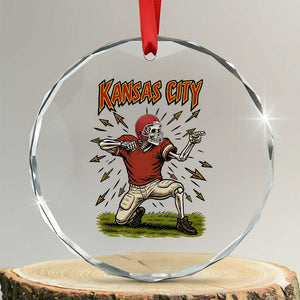 Skeleton Football Lover Crystal Glass Ornament Touchdown Game Day Lifestyle TS12 Transparent Glass 3'' Circle Print Your Wear