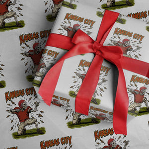 Skeleton Football Lover Wrapping Paper Roll Touchdown Game Day Lifestyle TS12 White Print Your Wear