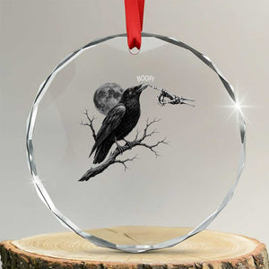 Skeleton Hand Boop Raven Crystal Glass Ornament Funny Spooky Halloween Crow Moon Graphic