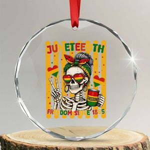 Skeleton Juneteenth Freedom Crystal Glass Ornament African American Pride Gift TS12 Transparent Glass 3'' Circle Print Your Wear