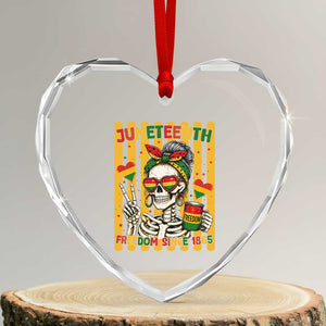 Skeleton Juneteenth Freedom Heart Crystal Glass Ornament African American Pride Gift