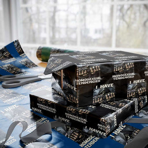 Skeleton Meme Wrapping Paper Roll I Have Homosexual Tendencies Funny Edgy Hard Cringe TS02 Black Print Your Wear