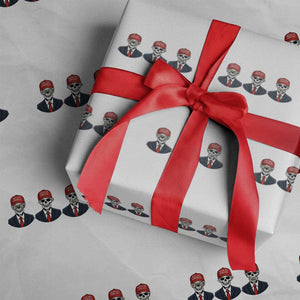 Skeleton See No Crimes Hear No Truth Wrapping Paper Roll Funny Political Satire TS12 White Print Your Wear