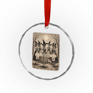 Skeleton Witches Coven Oktoberfest Crystal Glass Ornament German Dirndl Spooky Beer Festival Gift