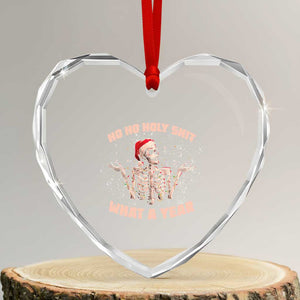 Skeleton Xmas Heart Crystal Glass Ornament Ho Ho Holy Shit What A Year Retro Funny TS02 Transparent Glass 3'' Heart Print Your Wear