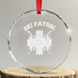 Ski Patrol Crystal Glass Ornament Mountain Rescue Winter Slopes Skiing Snowboarding TS11 Transparent Glass 3'' Circle Print Your Wear