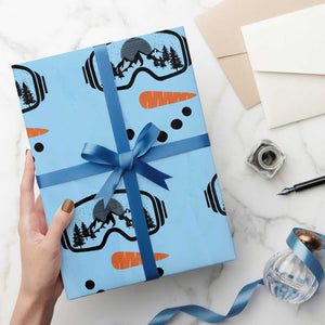 Ski Snowboard Snowman Face Wrapping Paper Roll Goggles Skiing Snow Ski Lover Skier TS10 Light Blue Print Your Wear