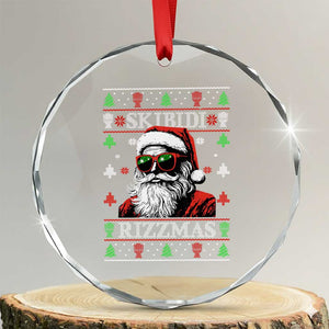 Skibidi Rizzmas Xmas Crystal Glass Ornament Rizz Santa Claus Funny Christmas Gen Alpha TS10 Transparent Glass 3'' Circle Print Your Wear