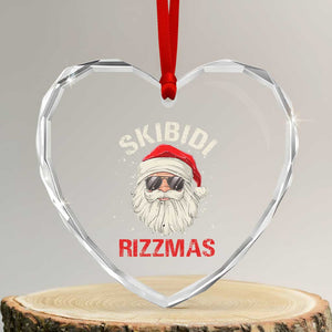 Skibidi Rizzmas Xmas Heart Crystal Glass Ornament Rizz Santa Claus Retro Funny Xmas Gen Alpha Kid TS10 Transparent Glass 3'' Heart Print Your Wear