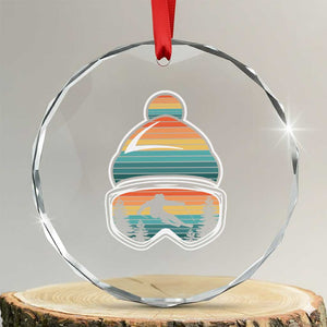 Skiing Mountain Retro Ski Goggles Winter Sport Crystal Glass Ornament TS11 Transparent Glass 3'' Circle Print Your Wear