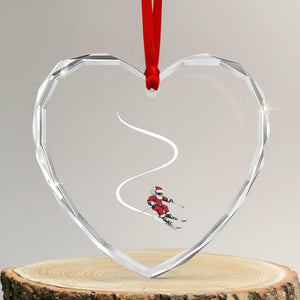 Skiing Santa Christmas Heart Crystal Glass Ornament Retro Funny Ski Trip Freeride Freeski Winter Sports Skiers TS10 Transparent Glass 3'' Heart Print Your Wear
