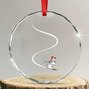 Skiing Snowman Crystal Glass Ornament Funny Ski Freeride Freeski Winter Sports Skiers TS10 Transparent Glass 3'' Circle Print Your Wear