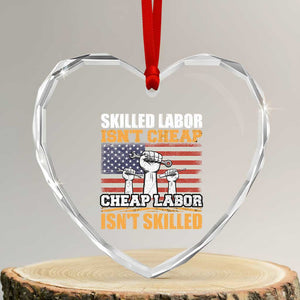 Skilled Labor Patriotic USA Flag Heart Crystal Glass Ornament Blue Collar Trade Union Hand Tools Pride Graphic TS02 Transparent Glass 3'' Heart Print Your Wear