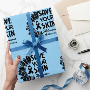 Skin Cancer Fighter Wrapping Paper Roll Save Your Skin TS12 Light Blue Print Your Wear