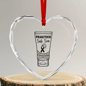 Skin Cancer Prevention Heart Crystal Glass Ornament Practice Safe Sun Awareness Gift TS12 Transparent Glass 3'' Heart Print Your Wear