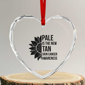 Skin Cancer Survivor Warrior Heart Crystal Glass Ornament Pale Is The New Tan TS12 Transparent Glass 3'' Heart Print Your Wear