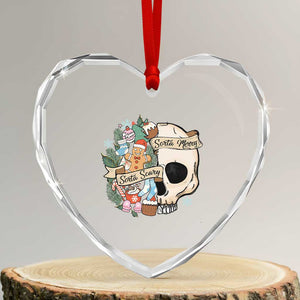 Skull Christmas Heart Crystal Glass Ornament Sorta Scary Sorta Merry TS02 Transparent Glass 3'' Heart Print Your Wear