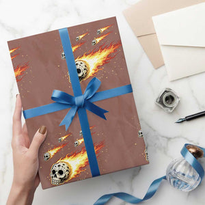 Skull Meteorite Wrapping Paper Roll Deep Space Asteroid Meteor Shower