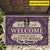 Personalized Halloween Decor Skeleton Welcome Come In and Rest Your Bones Doormat Purple CTM Custom - Printyourwear