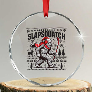 Slapsquatch Hockey Player Crystal Glass Ornament Funny Bigfoot Ugly Christmas Gift TS12 Transparent Glass 3'' Circle Print Your Wear