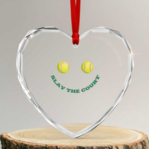 Slay The Court Tennis Girl Heart Crystal Glass Ornament Funny Tennis Player Gift TS12 Transparent Glass 3'' Heart Print Your Wear