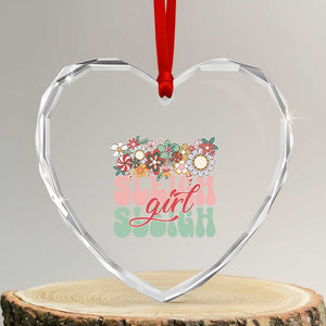Sleigh Girl Sleigh Heart Crystal Glass Ornament Christmas Retro Groove Slay Girl TS11 Transparent Glass 3'' Heart Print Your Wear
