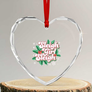 Sleigh Girl Sleigh Heart Crystal Glass Ornament Xmas Retro Groove Slay Girl Mistletoe TS11 Transparent Glass 3'' Heart Print Your Wear