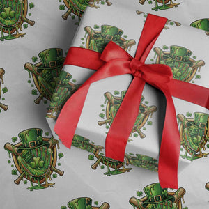 Slimy Shamrock Baseball Glove Wrapping Paper Roll St Patricks Day Gift TS12 White Print Your Wear