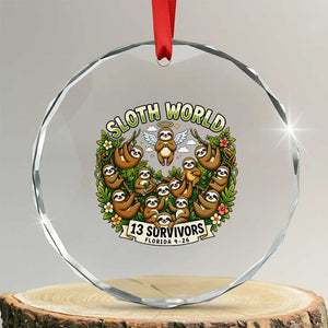 Sloth World 13 Survivors Animal Rescue Crystal Glass Ornament Memorial Tribute and Florida Wildlife Protection TS02 Transparent Glass 3'' Circle Print Your Wear