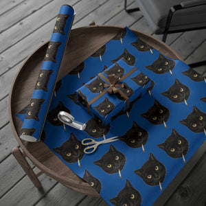 Smoking Cat Y2K Wrapping Paper Roll Vintage Black Cat Edgy Retro 90s Grunge TS10 Blue Print Your Wear